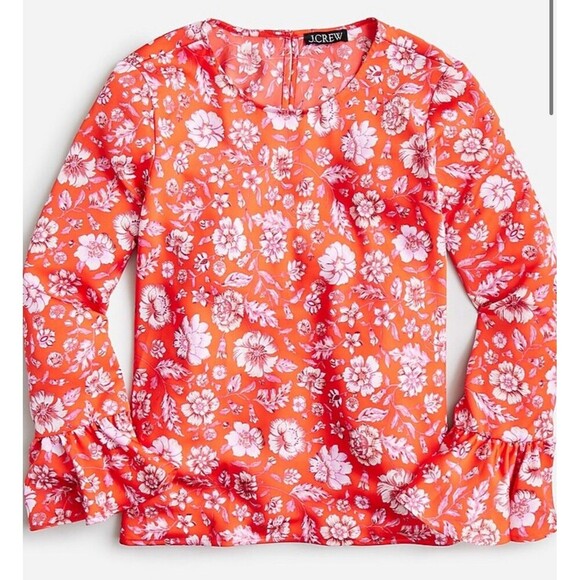 J.CREW Winter Garden Top in Poppy Fields Medium Red Pink NEW Floral Flower BM928 - Picture 3 of 11
